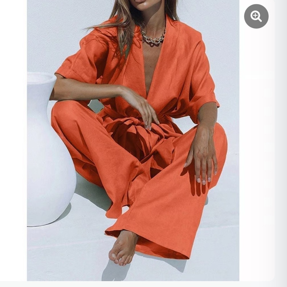 Commense Vibrant Orange Kimono Set - Picture 2 of 7